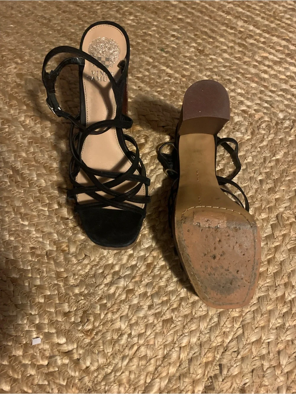 Vince Camuto Black Multi-Strap Platform Heels